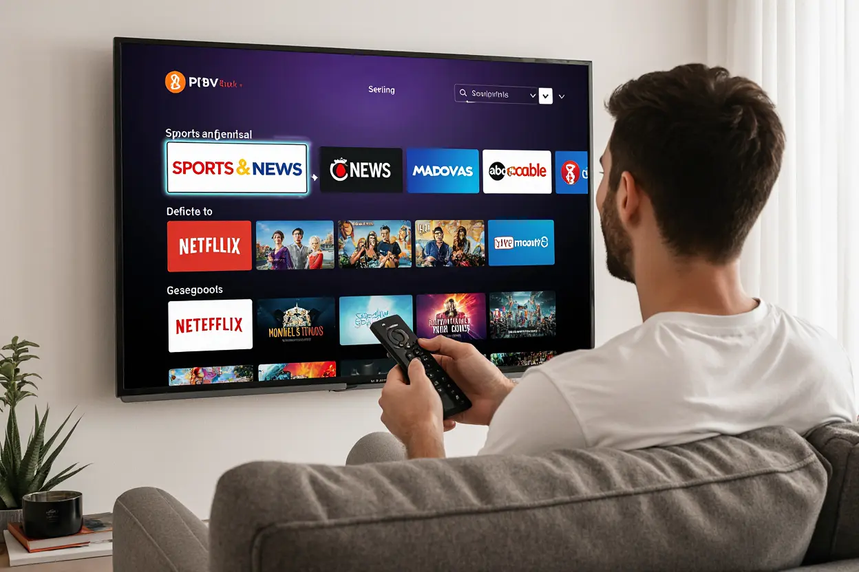 Beginner using Roku IPTV setup to stream live TV channels with IPTV Smarters app on a smart TV in 2025